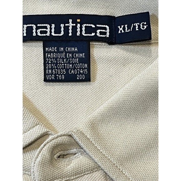 Nautica Shirt Mens XL Hawaiian Silk Short Sleeve Button Up Beach Front‎ and Back - Picture 5 of 7